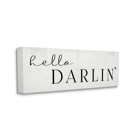 Industries Hello Darlin' Phrase Charming Southern 30 in x 13 in Drawing Canvas Art Print, by Stupell Home Décor