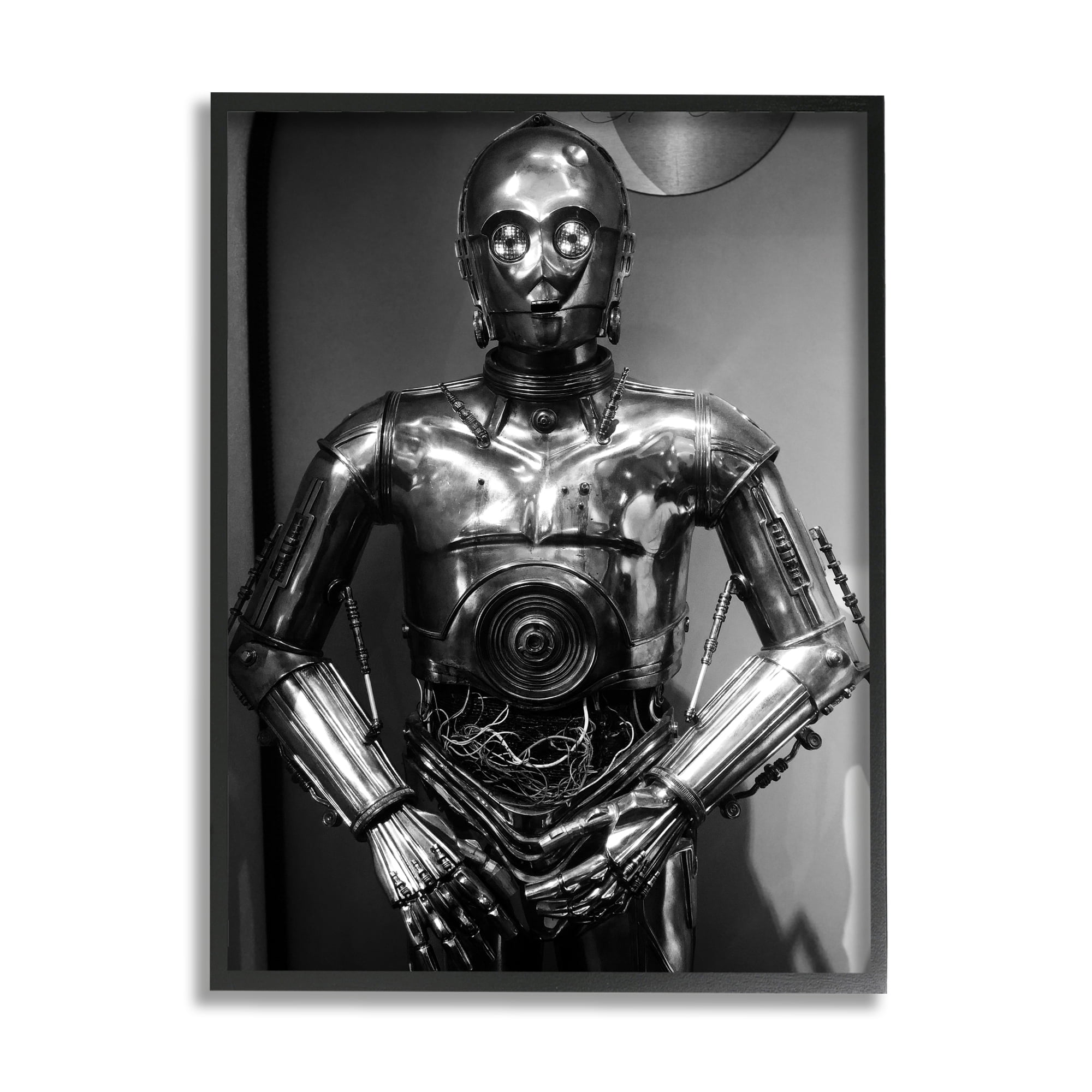 Industries Iconic Robot Science Fiction Character Black White 16 in x 20 in Framed Painting Art Print, by Stupell Home Décor