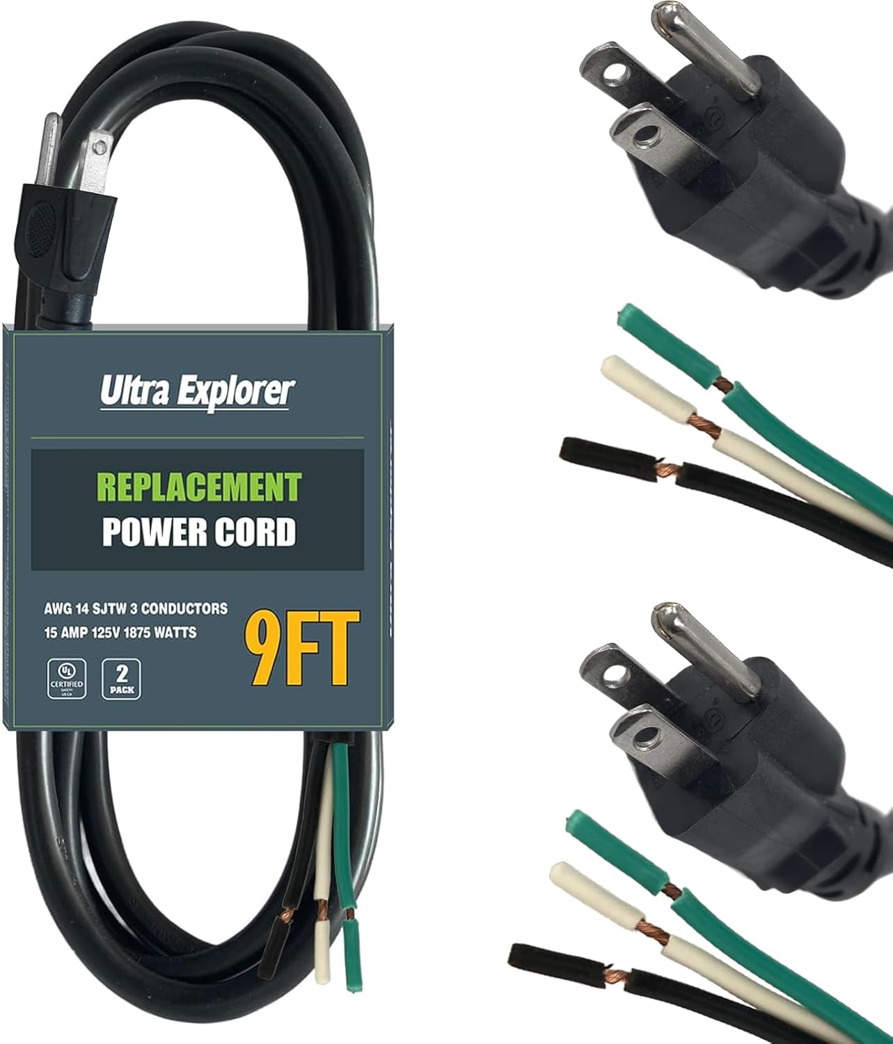 Industries Inc 3Wire Appliance and Power Tool Cord, 9ft Power Cord