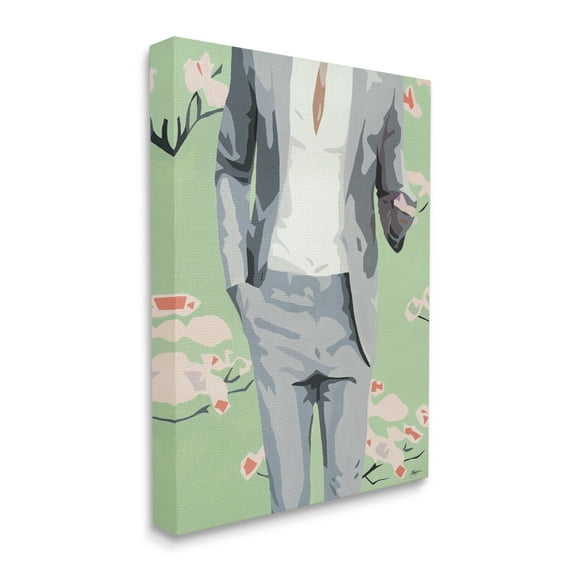 Stupell Industries Men's Fashion Business Suit over Pink Flowers,16 x 20,Designed by Beth Ann Lawson