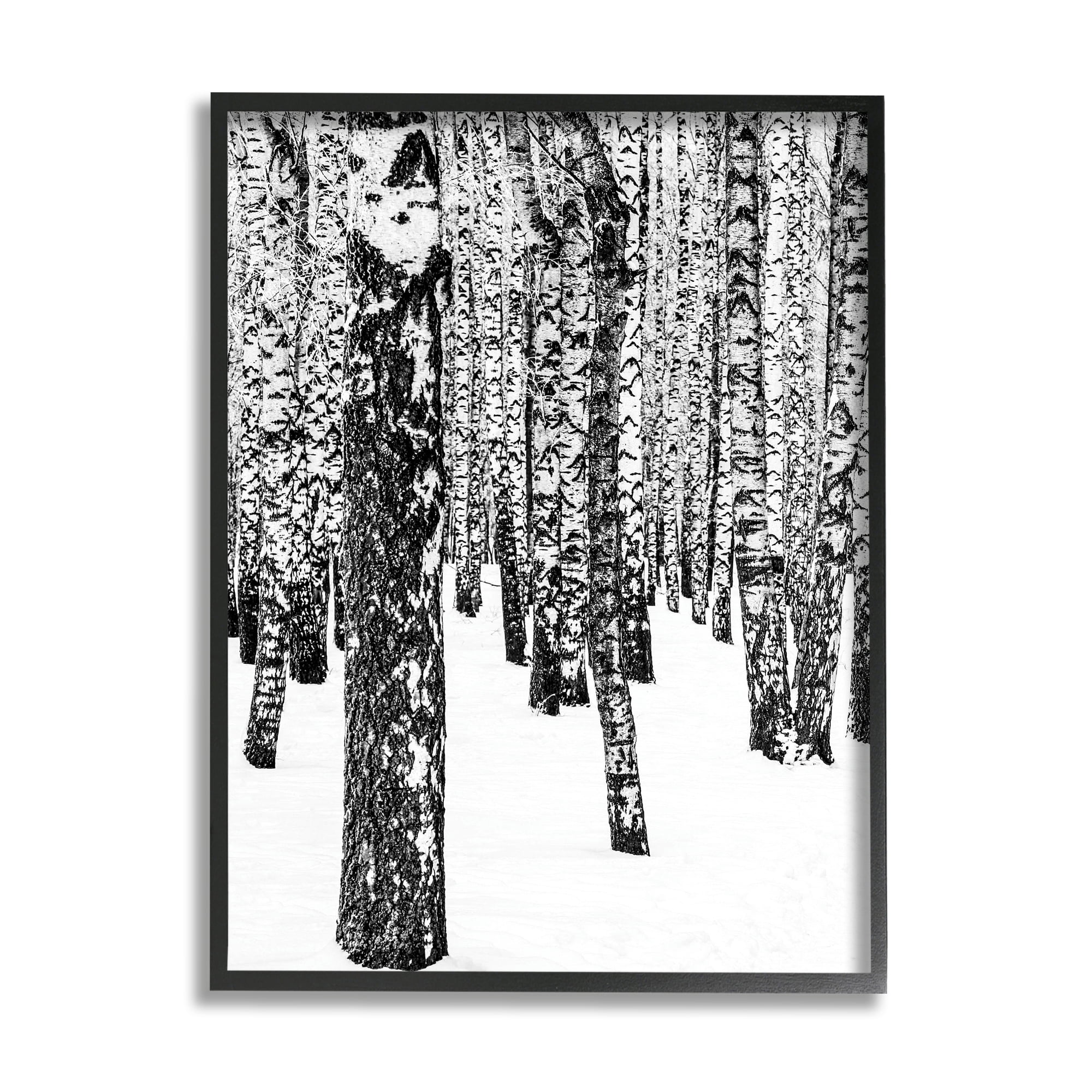 Industries Minimal Snowy Woods Landscape Black and White 11 in x 14 in Framed Painting Art Prints, by Stupell Home Décor