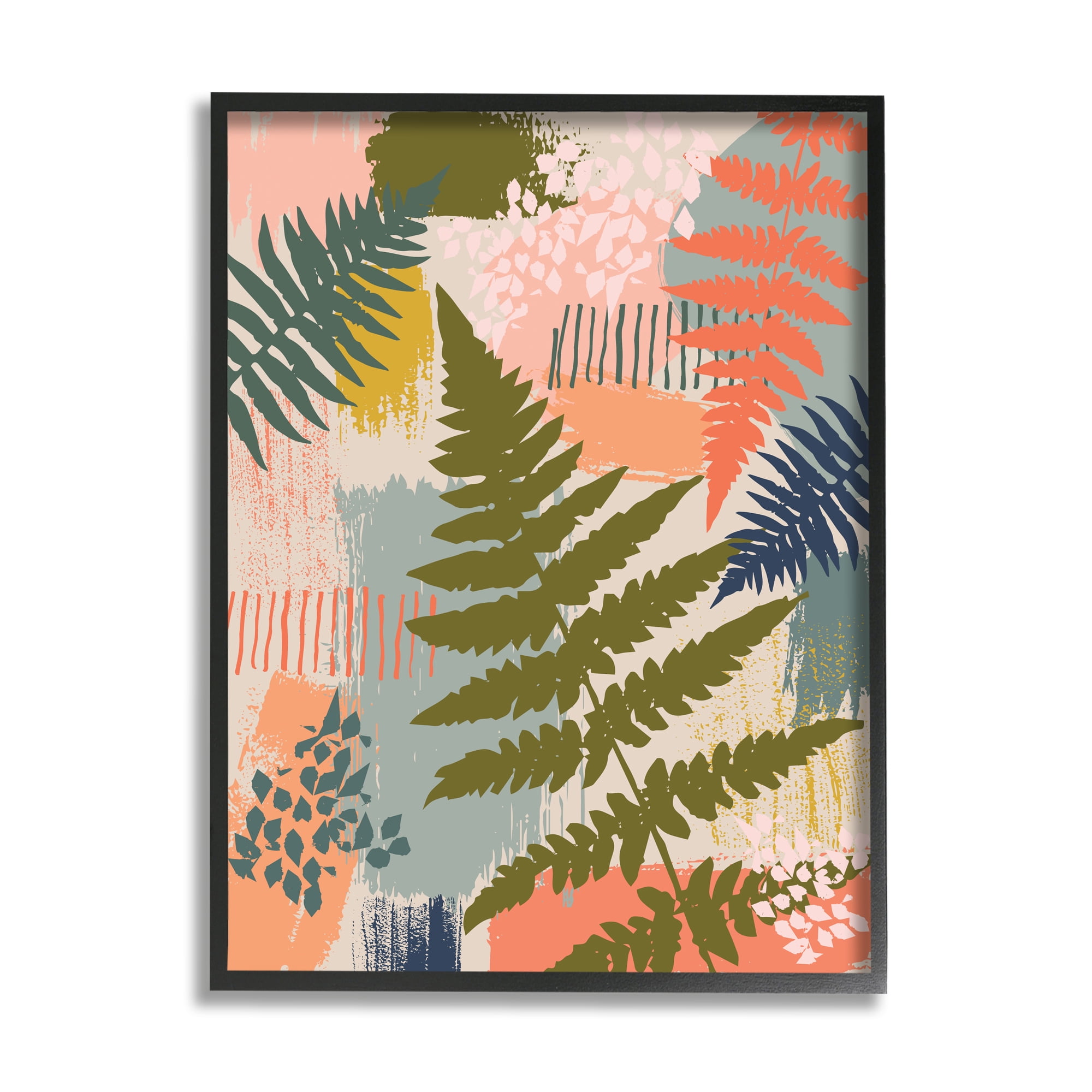 Industries Organic Forest Ferns Paintbrush Stroke Pattern 16 in x 20 in Framed Painting Art Prints, by Stupell Home Décor