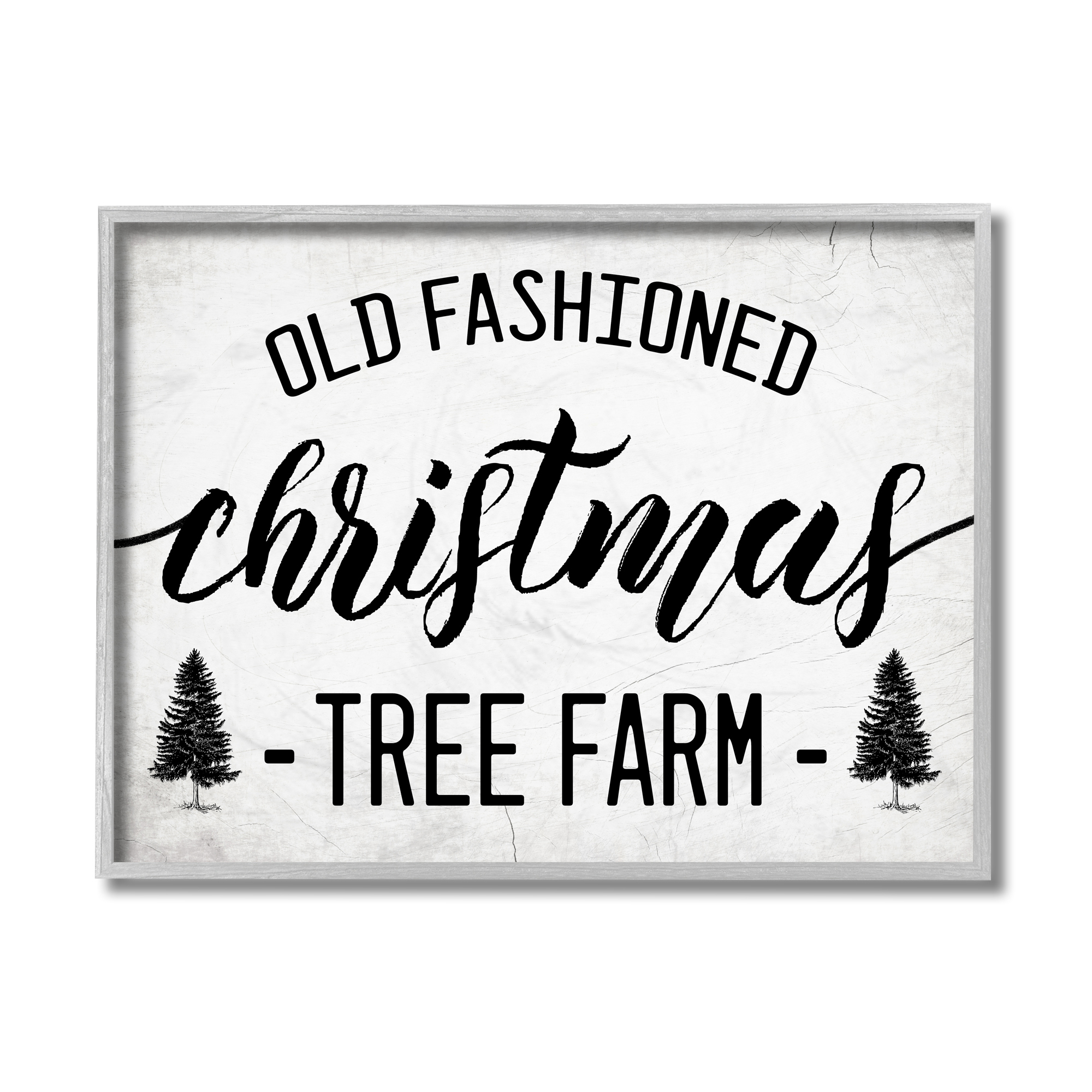 Industries Rustic Minimal Christmas Tree Farm Black White Gray 20 in x 16 in Framed Painting Art Prints, by Stupell Home Décor