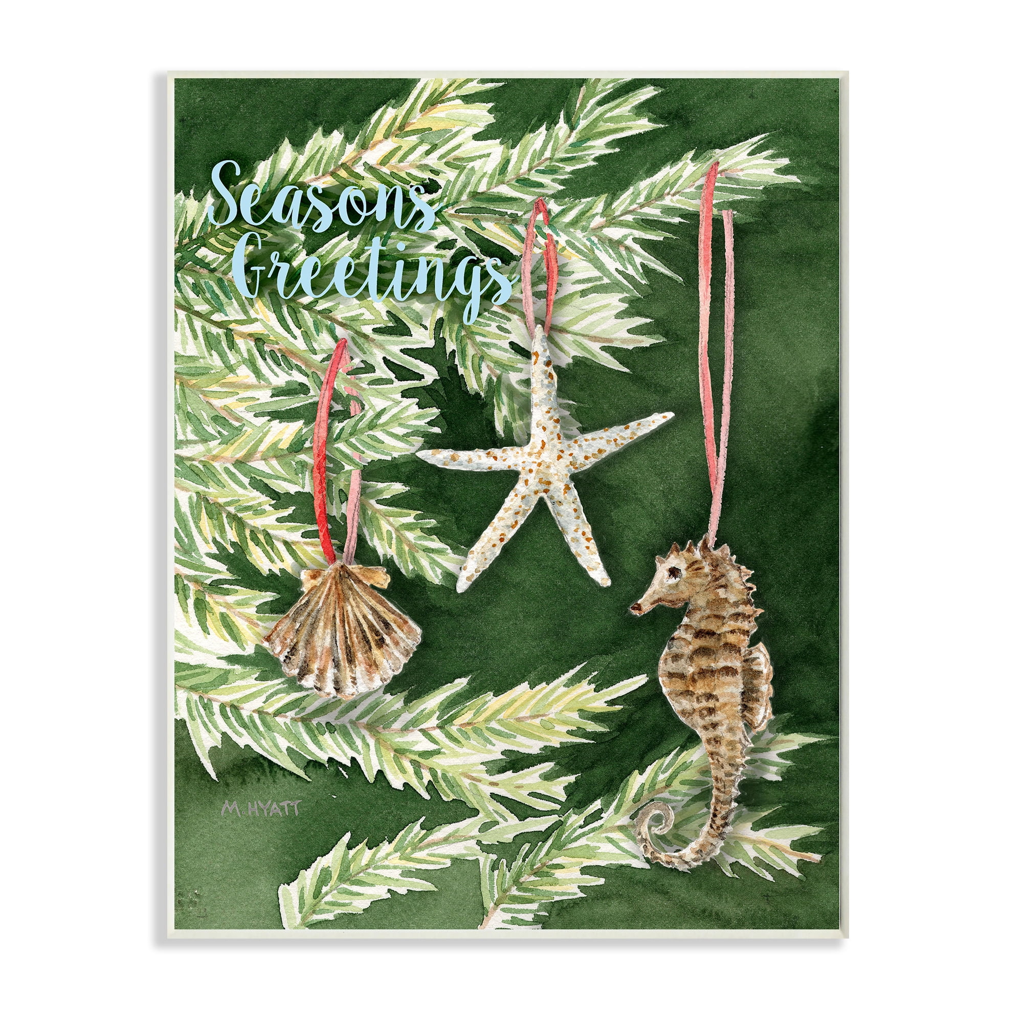 Industries Season's Greetings Nautical Christmas Tree Seashells 13 in x 19 in Framed Painting Art Print, by Stupell Home Décor