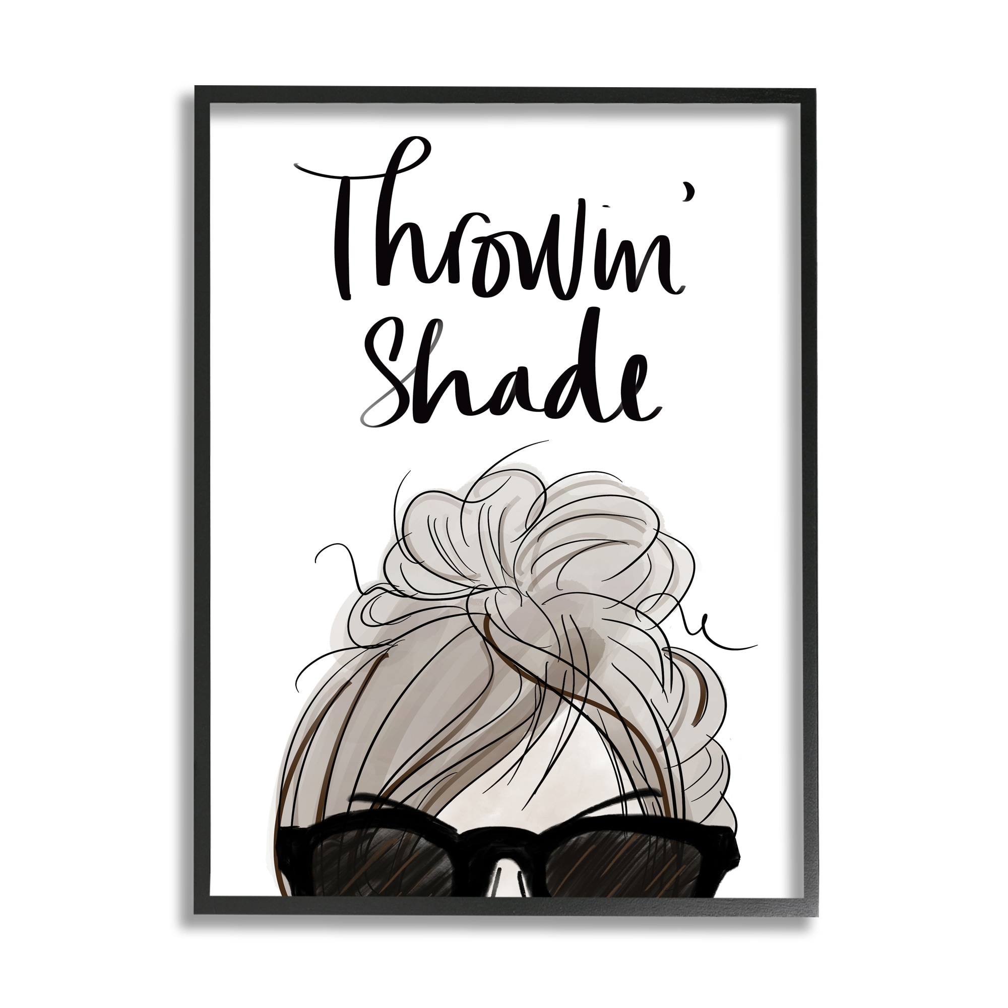 Industries Throw in' Shade Phrase Woman in Sunglasses 11 in x 14 in Framed Painting Art Print, by Stupell Home Décor