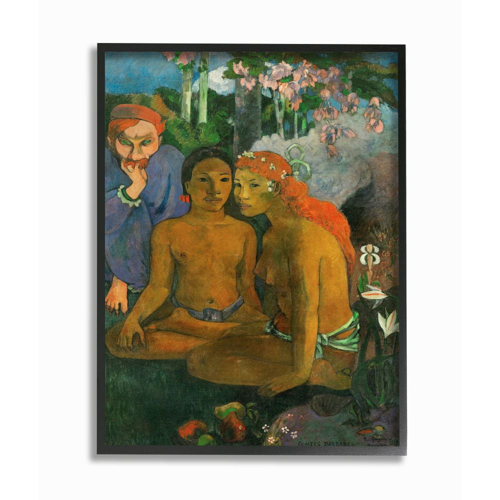 Industries Tropical Landscape Native Figures Classic 16" x 20" Framed Painting Art Print, by Stupell Home Décor
