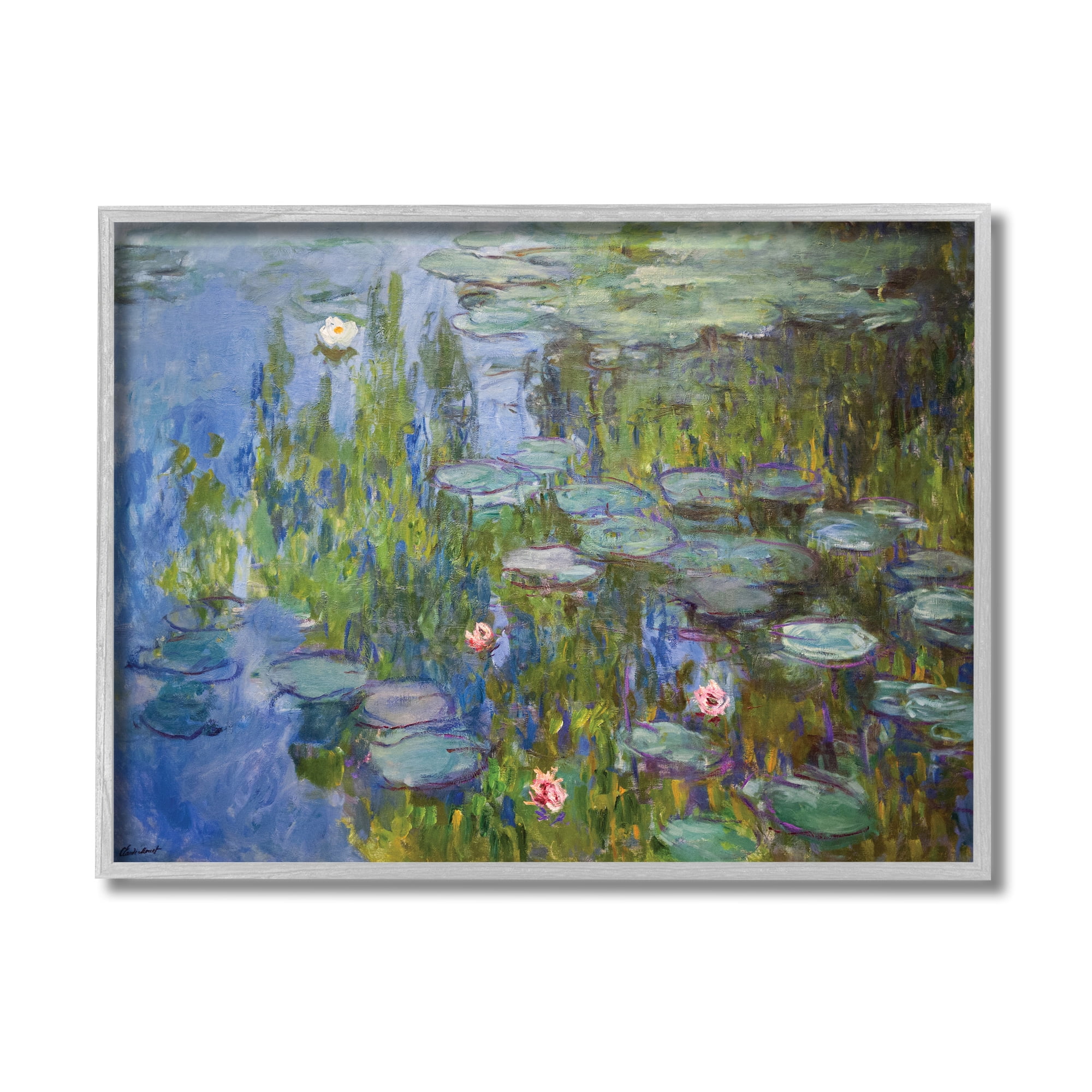 Water Lilies Study 11x14 Gray Framed Canvas Print