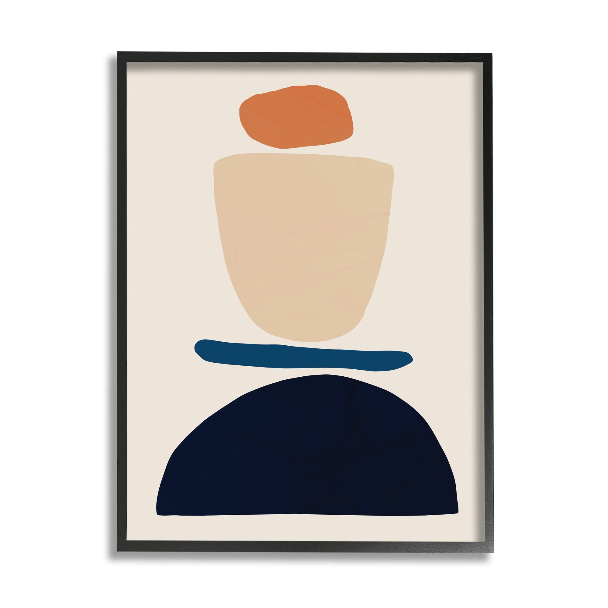 Industries Western Balanced Abstract Shapes Orange Blue 11 in x 14 in Framed Painting Art Print, by Stupell Home Décor