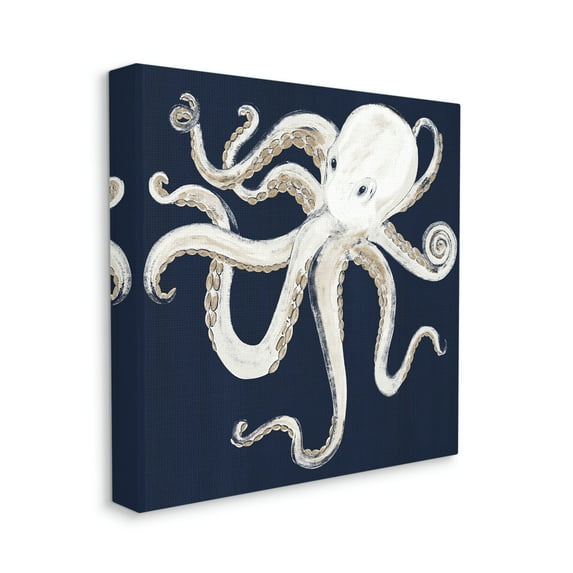 Stupell Industries Whimsical Nautical Octopus Illustration over Navy Blue,36 x 36,Designed by Gina Ritter