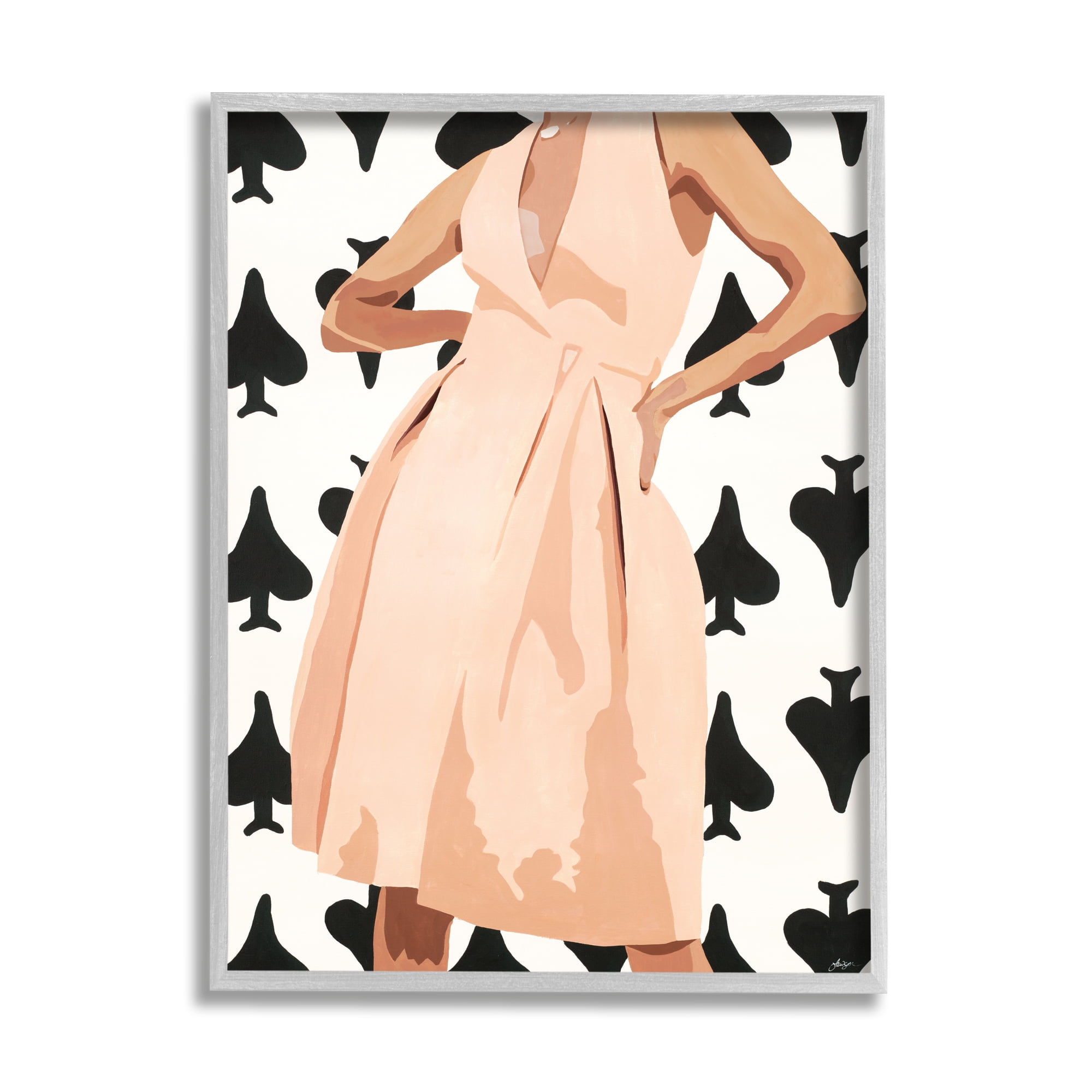 Stupell Industries Women's Fashion Dress over Spade Symbol Pattern,11 x 14,Designed by Beth Ann Lawson