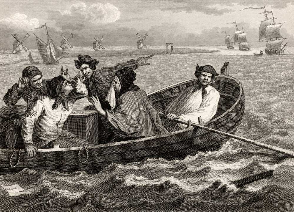 Industry And Idleness The Idle Prentice Turned Away And Sent To Sea From The Original Design By Hogarth From The Works Of Hogarth Published London 1833 Canvas Art - Ken Welsh Design Pics (34 x 24)