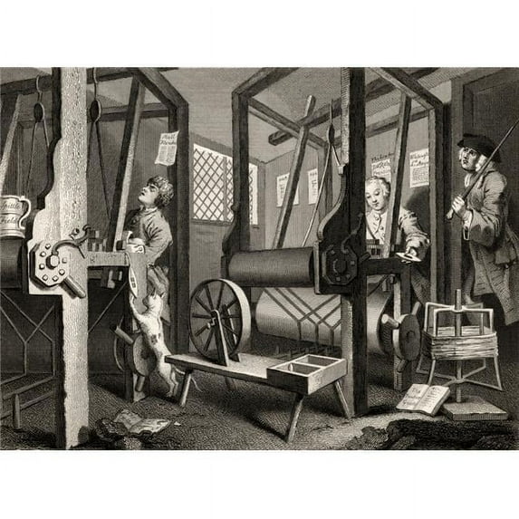 Industry & Idleness the Fellow Prentices At Their Looms From the Original Design by Hogarth From the Works of Hogarth Poster Print, 34 x 24