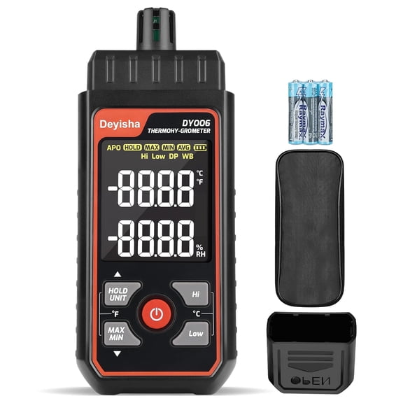 Industry Temperature Humidity Meter High Precision and High Rate Digital Hygrometer with Ambient, Relative Humidity, Dew Point, Wet Bulb Thermometer, Min/Max Hold 1.5C/3F and 5% RH