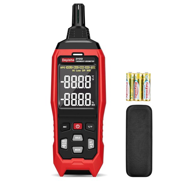 Industry Temperature Humidity Meter High Precision and High Rate Hygrometer with Ambient, Relative Humidity, Dew Point, Wet Bulb Thermometer, Min/Max Hold 1F and 3% RH, 8000 Data Records