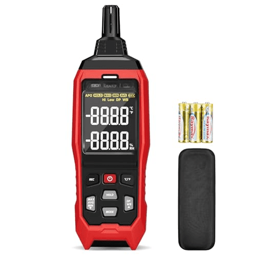 Industry Temperature Humidity Meter High Precision and High Rate Hygrometer with Ambient, Relative Humidity, Dew Point, Wet Bulb Thermometer, Min/Max Hold 1F and 3% RH, 8000 Data Records