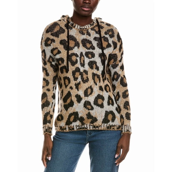 Industry womens  Animal Print Wool & Mohair-Blend Hoodie, m, Brown