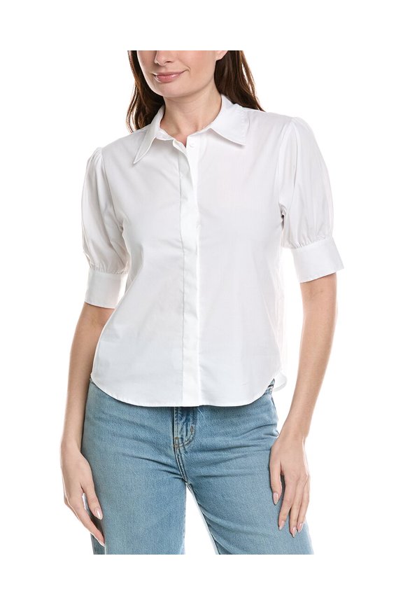 womens  Button Up Shirt, s, White