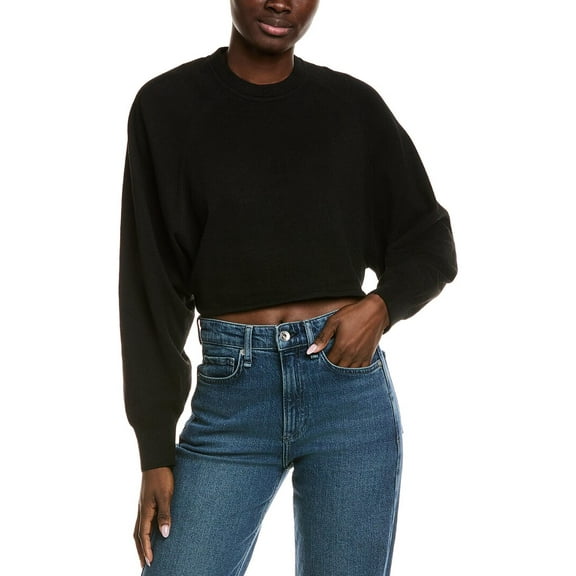 Industry womens  Cropped Wool-Blend Sweater, m, Black
