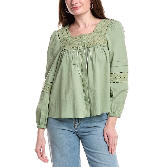 Industry womens Eyelet Blouse, l, Green