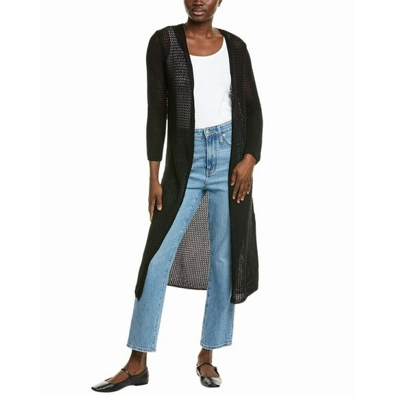 Industry womens Open Front Full-Length Crochet Cardigan, xs, Black