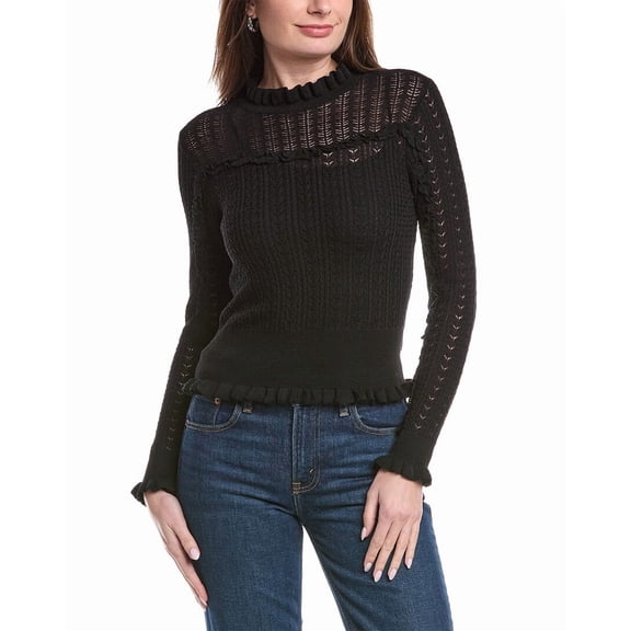 Industry womens  Pointelle Pullover, s, Black