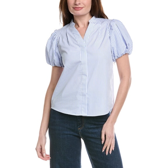 Industry womens Puff Sleeve Button-Down Blouse, l, Blue