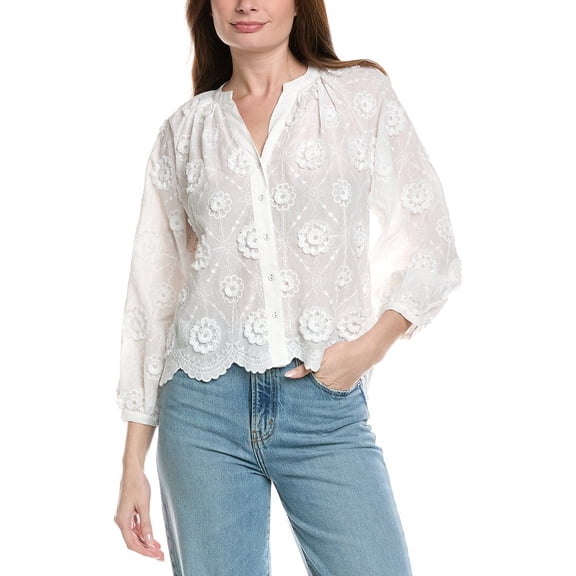 Industry womens V-Neck Button-Down Blouse, xs, White