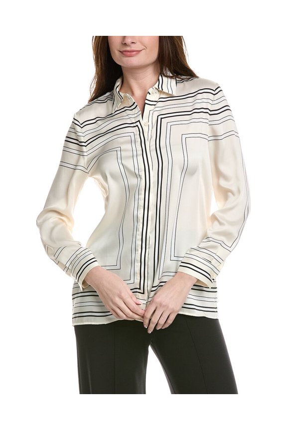 womens  Woven Button Down Shirt, l, White