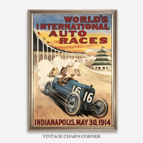 Indy 500 1914 Vintage Auto Racing Unframed Paper Print