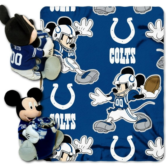 Indy Colts Mickey Mouse 40x50" Throw and Hugger Character Pillow Combo Set