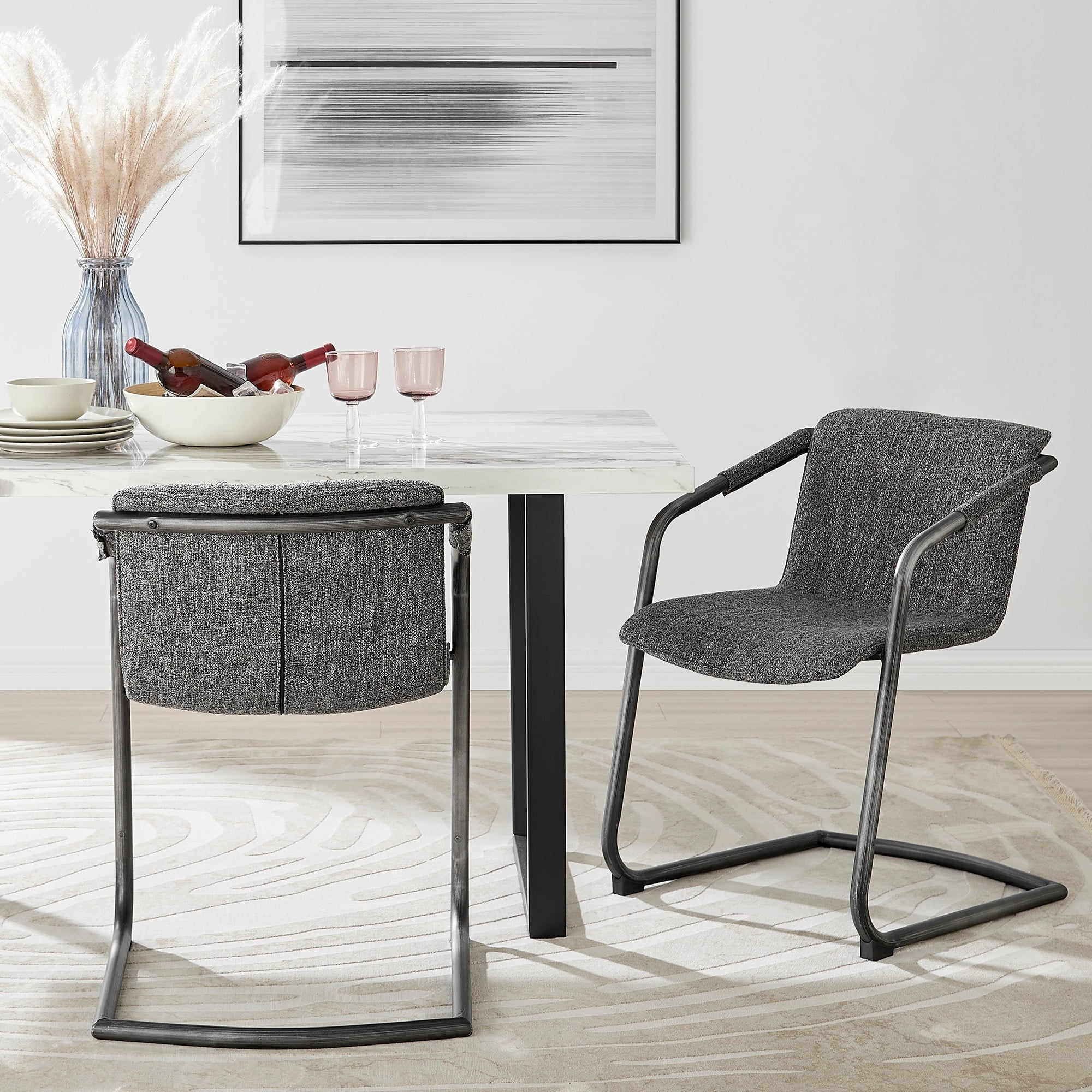 Blazer Dark Gray Upholstered Metal Side Chair