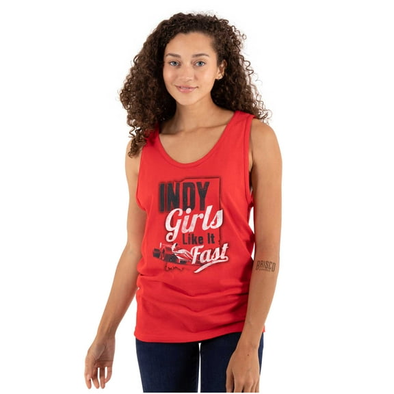 Indy Girls Like it Fast Funny Indiana Womens Plus Size Graphic Tank Top Brisco Brands 3X
