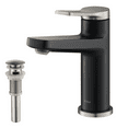 thumbnail image 1 of Indy Single Handle Bathroom Faucet in Spot Free Stainless Steel/Matte Black and Matching Pop-Up Drain with Overflow, 1 of 11