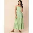 thumbnail image 1 of Indya Women's Green Foil Tiered Drawstring Strappy Kurta, 1 of 6