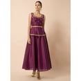 thumbnail image 1 of Indya Women's Wine Embroidered Belted Peplum Layered Kurta, 1 of 6