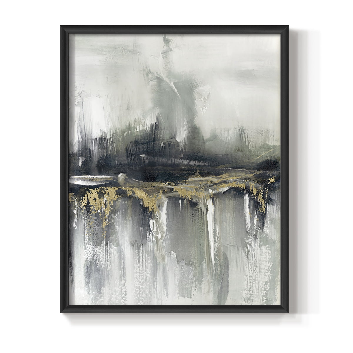 Indyscape and Gold in Black Solid Wood 11 x 14 Framed Print