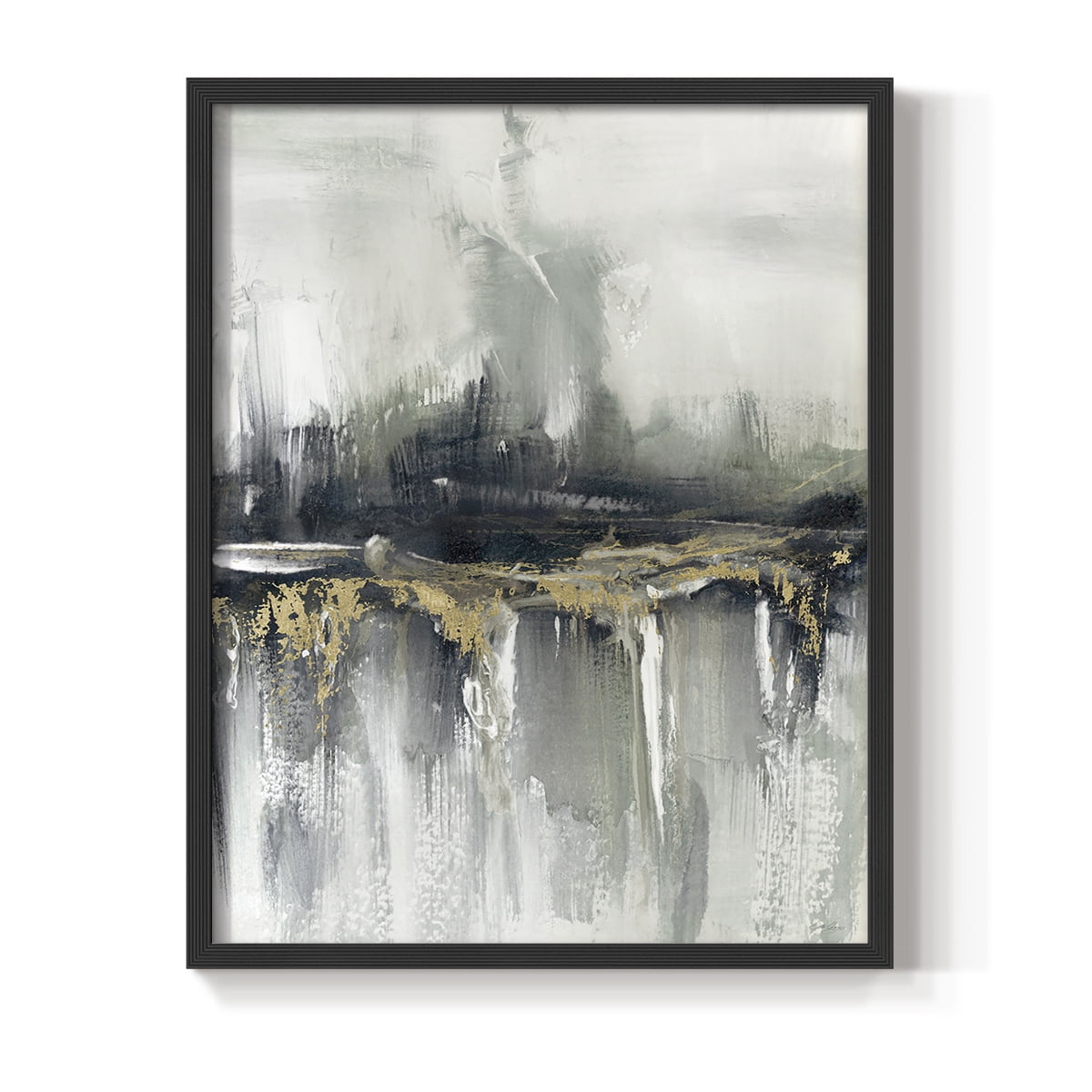 Indyscape and Gold in Black Solid Wood 16 x 20 Framed Print