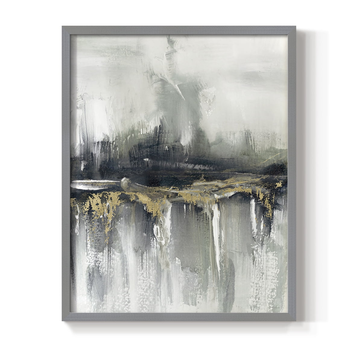 Indyscape and Gold in Gray Solid Wood 22 x 28 Framed Print