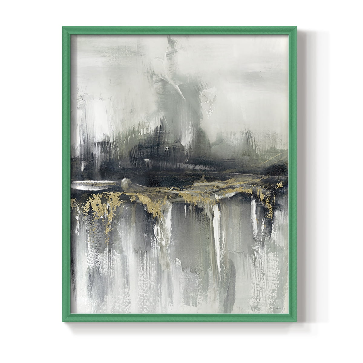 Indyscape and Gold in Green Solid Wood 11 x 14 Framed Print