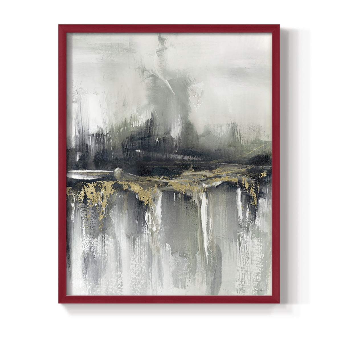 Indyscape and Gold in Red Solid Wood 11 x 14 Framed Print