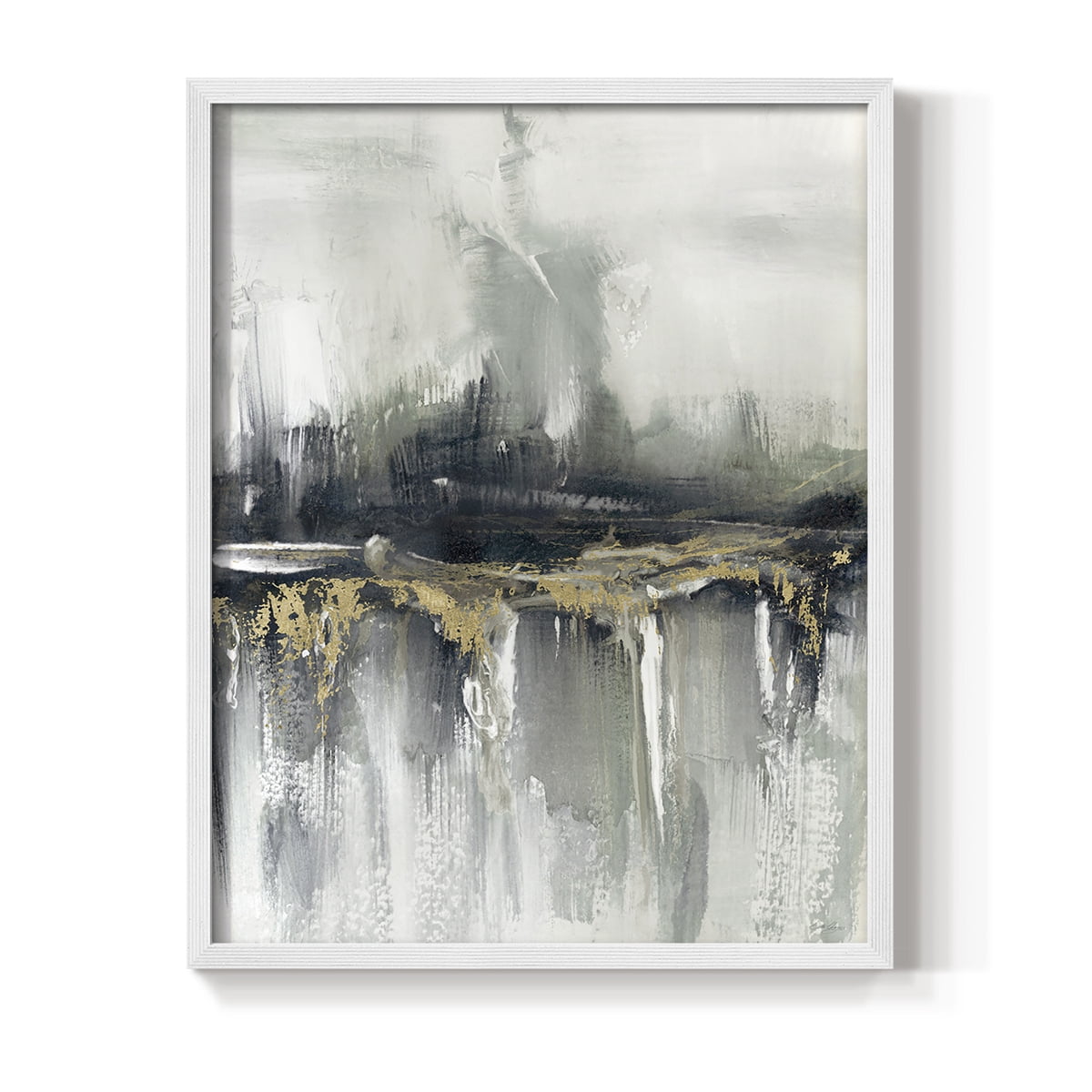 Indyscape and Gold in White Solid Wood 8 x 10 Framed Print