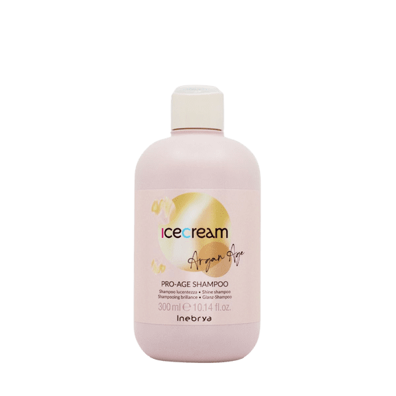 Inebrya Ice Cream Argan-Age Pro-Age Shampoo  Shine-Boosting Shampoo with Argan Oil for Treated and Dull Hair, Vegan Formula (300 ml (1er Pack))
