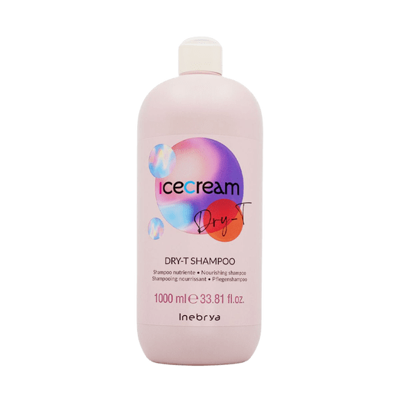 Inebrya Ice Cream Dry-T Shampoo  Nourishing Shampoo for Dry, Frizzy & Treated Hair  Enriched with Silk & Wheat Proteins  1000ml