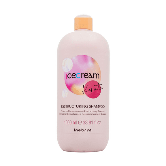 Inebrya Ice Cream Keratin Restructuring Shampoo  Deep Repair for Damaged & Chemically Treated Hair  SLS/SLES-Free, Enriched with Keratin & Ceramides  1000ml