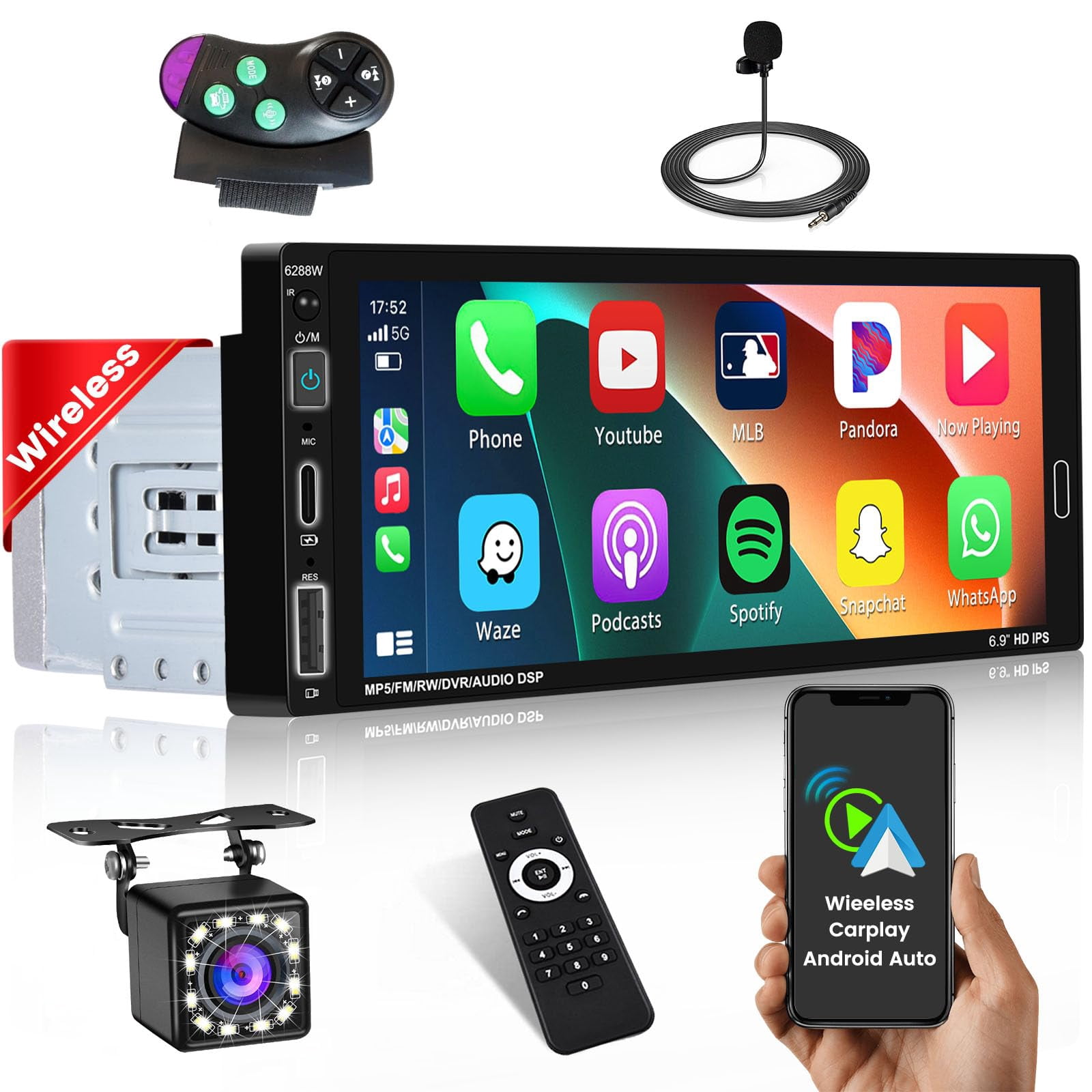 Inefala Autoradio 2 Din 7 Pouces écran Tactile avec Bluetooth, Support