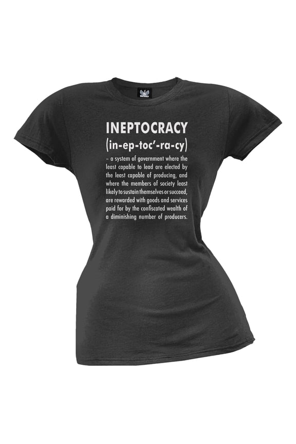 Ineptocracy Definition Juniors T-Shirt - Large