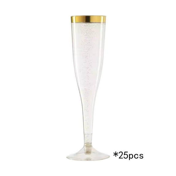 Inerposs 25pcs Disposable Plastic Champagne Glasses, Clear Cocktail Glasses for Weddings, Birthdays, Parties, Elegant Plastic Wine Glasses, Sturdy and Lightweight Party Essentials