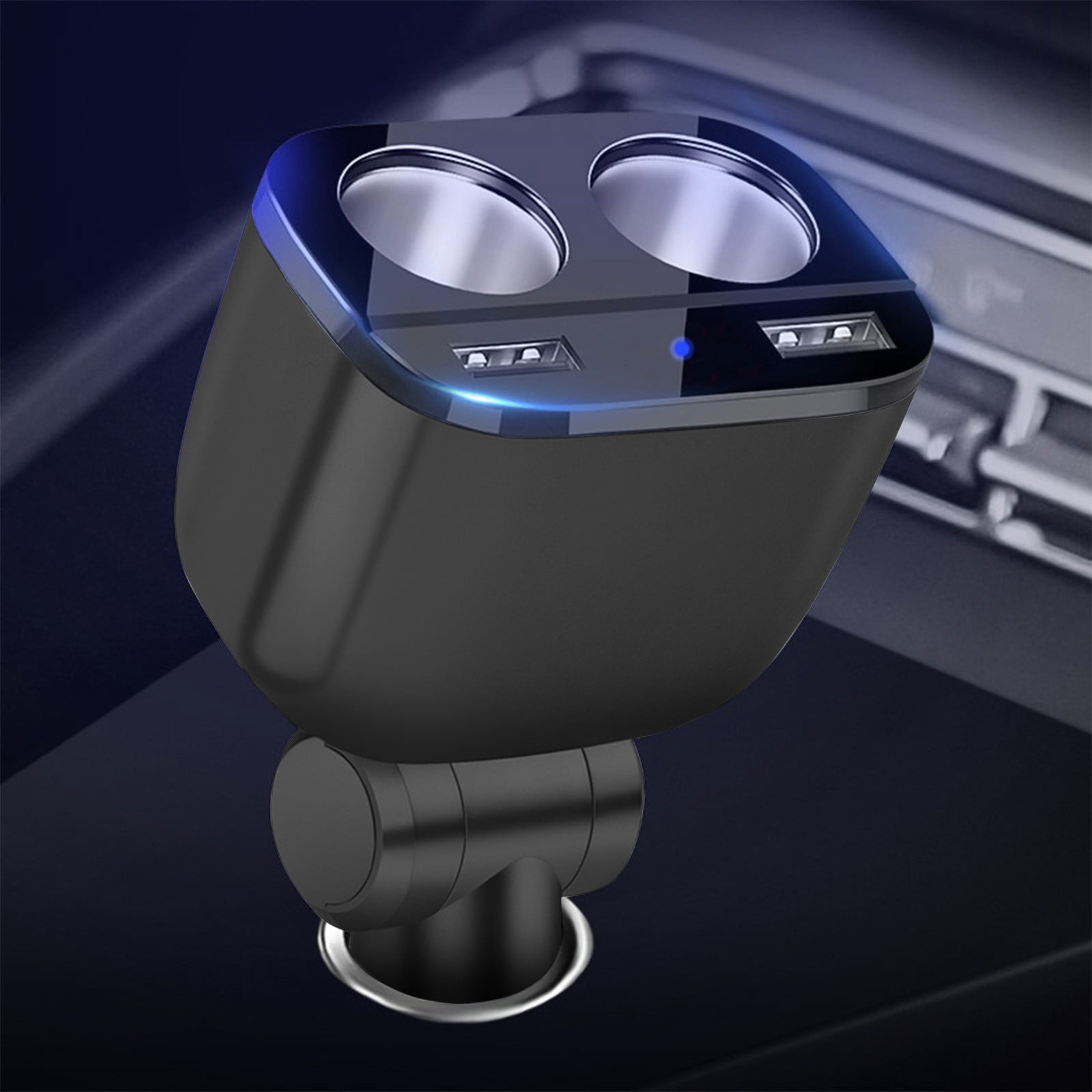 Inerposs 60W Car Cup Charger with Dual USB and Vehicle Power Ports, 12V