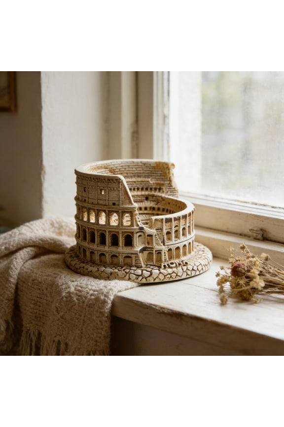 Ancient Roman Resin Figurine, Flavian Amphitheater Miniature for Home Decor, Historical Desk Accent for Collectors, Unique Gift for Travel Enthusiasts and Roman History Buffs