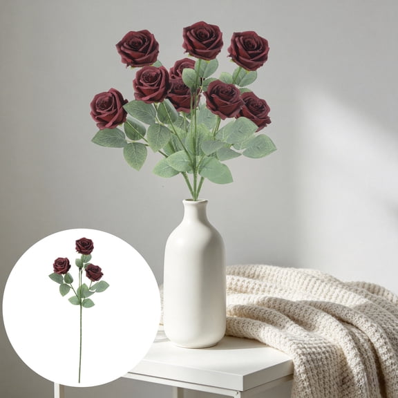 Inerposs Artificial Flowers, 3 Heads Roses, Home Decoration, Waterproof Simulation Plants, Lifelike Floral Arrangements
